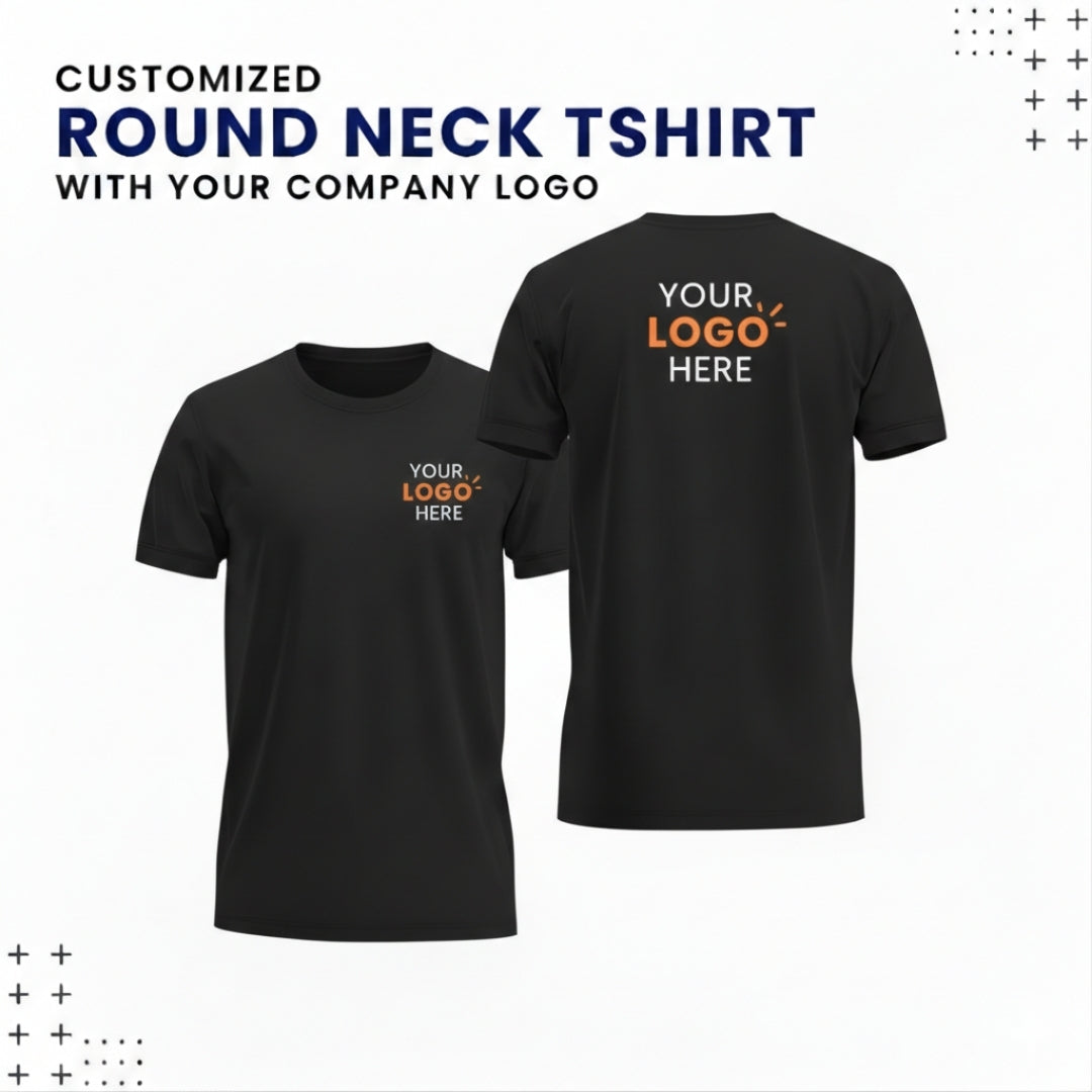 Customized Round Neck T-shirt 100% Cotton | Print with your LOGO | Huelabel.in
