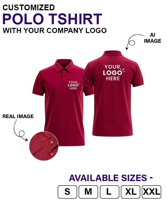 Customized Polo T-Shirt With Your Company Logo | Order Logo Printed Tees | HueLabel.in