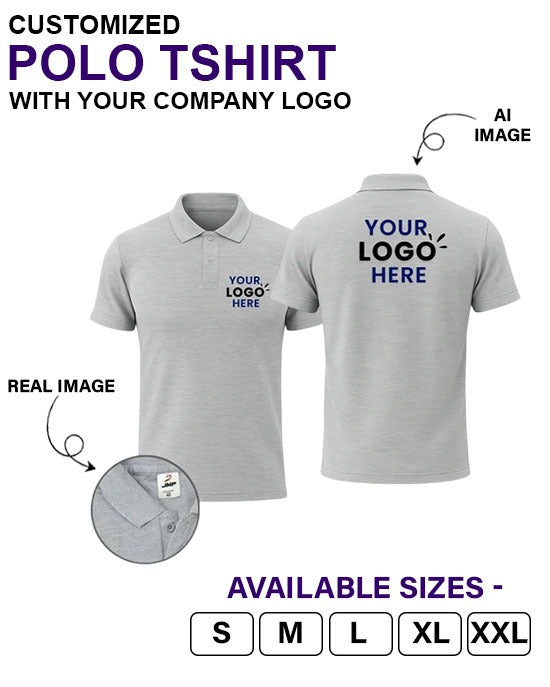 Customized Polo T-Shirt With Your Company Logo | Order Logo Printed Tees | HueLabel.in