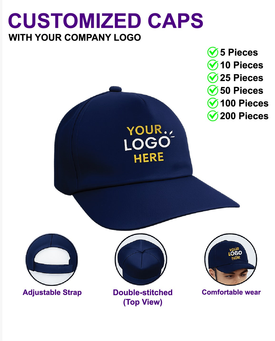 Customized Caps | Customized With Your Company Logo | HueLabel.in