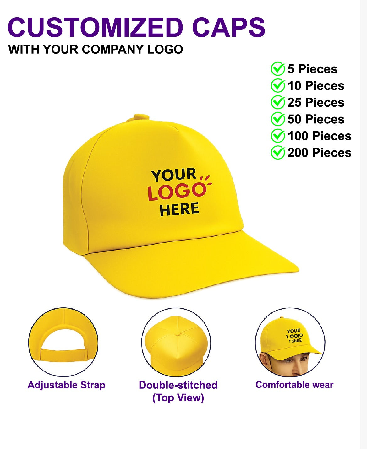 Customized Caps | Customized With Your Company Logo | HueLabel.in