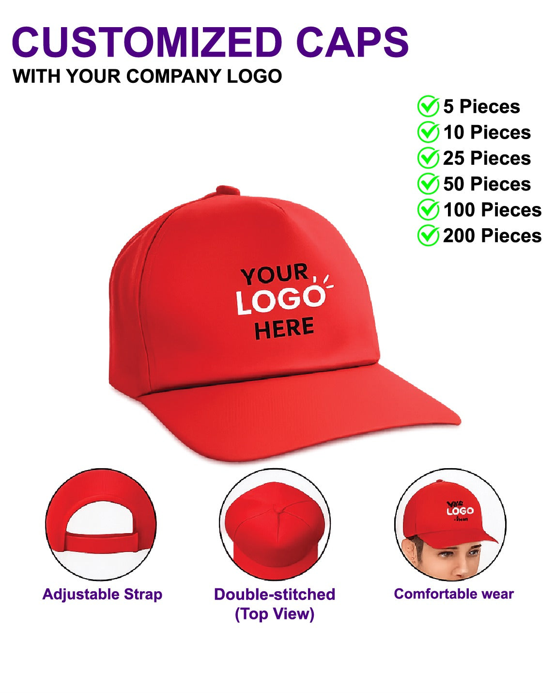 Customized Caps | Customized With Your Company Logo | HueLabel.in