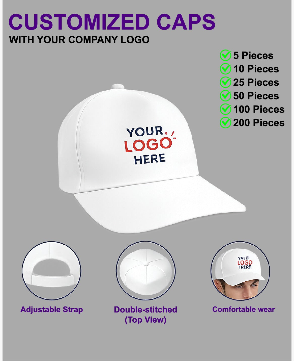 Customized Caps | Customized With Your Company Logo | HueLabel.in