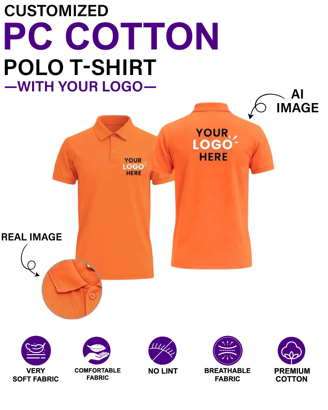 Customized PREMIUM COTTON Polo T-Shirt With Your Company Logo | Order Logo Printed Tees | HueLabel.in (Copy)