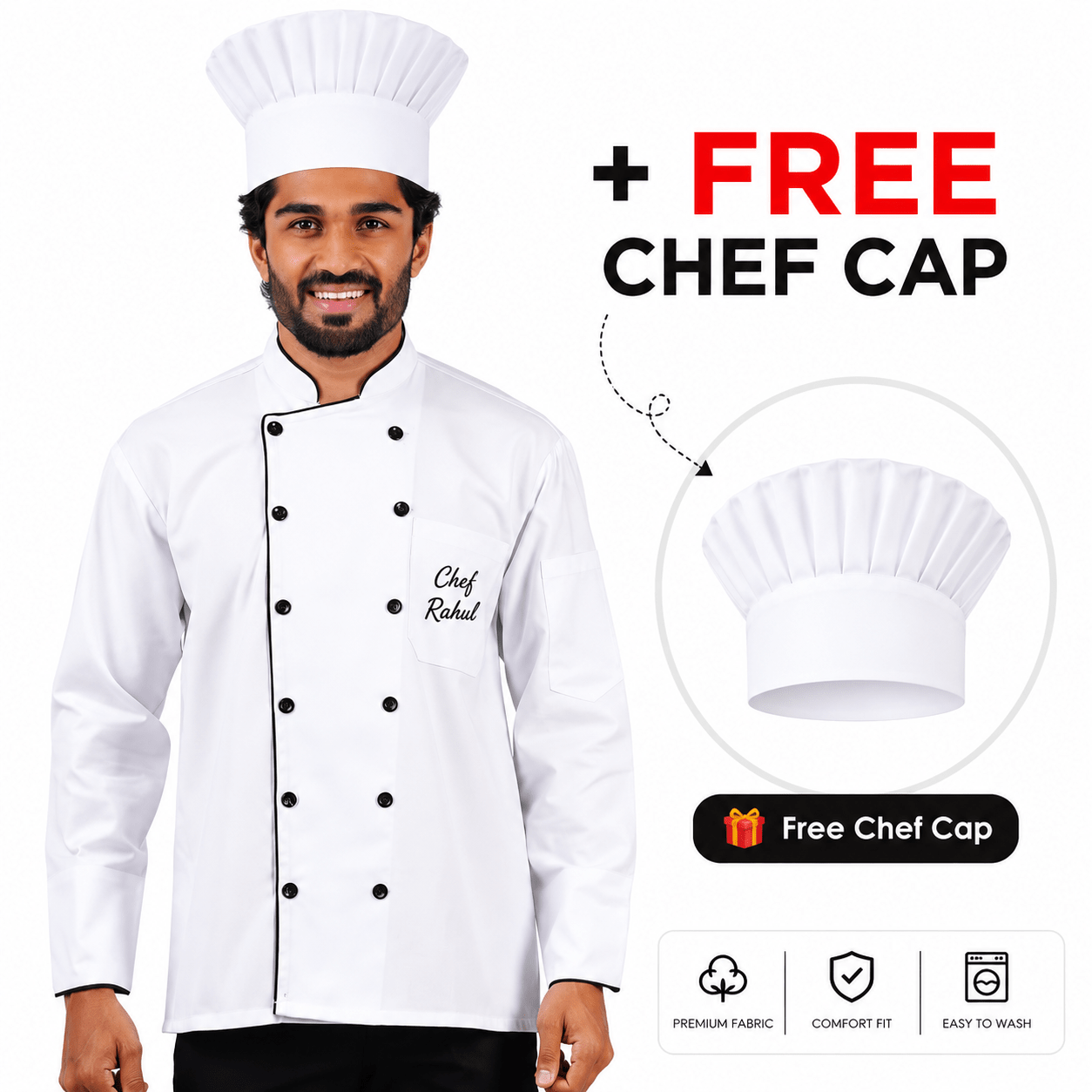 Customized Premium Chef Coat with Your Logo - HueLabel India