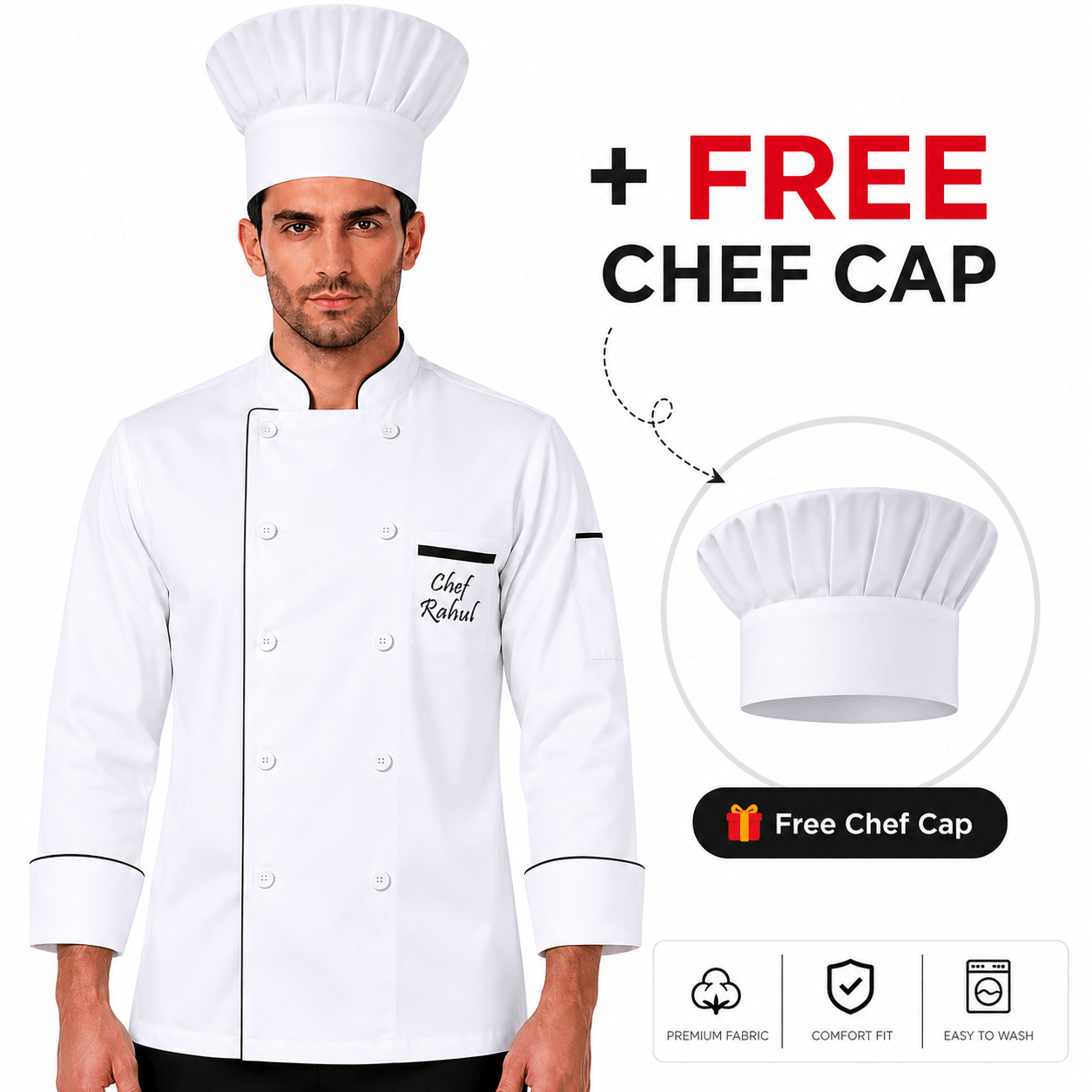 Customized Premium Chef Coat with Your Logo - HueLabel India