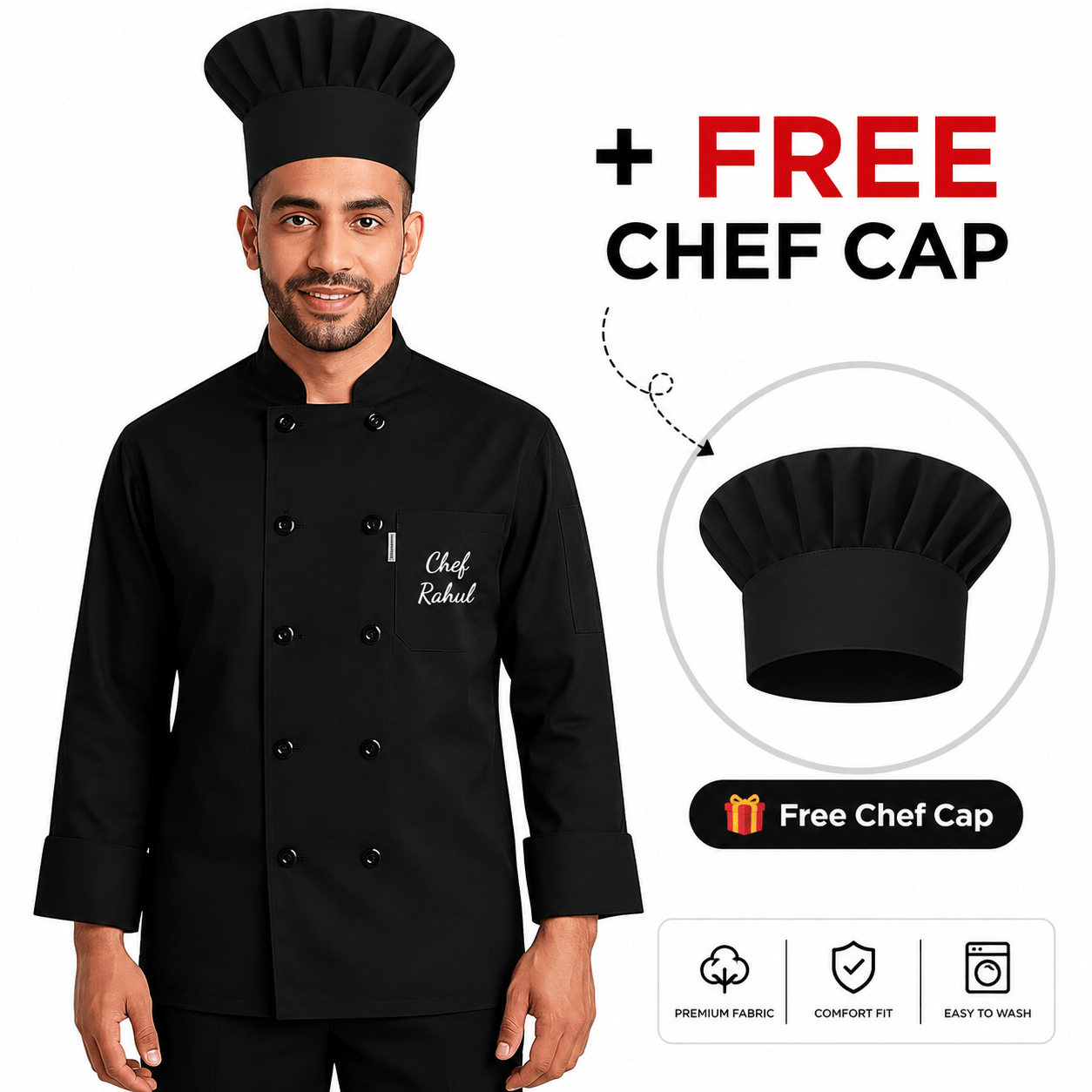 Customized Premium Chef Coat with Your Logo - HueLabel India