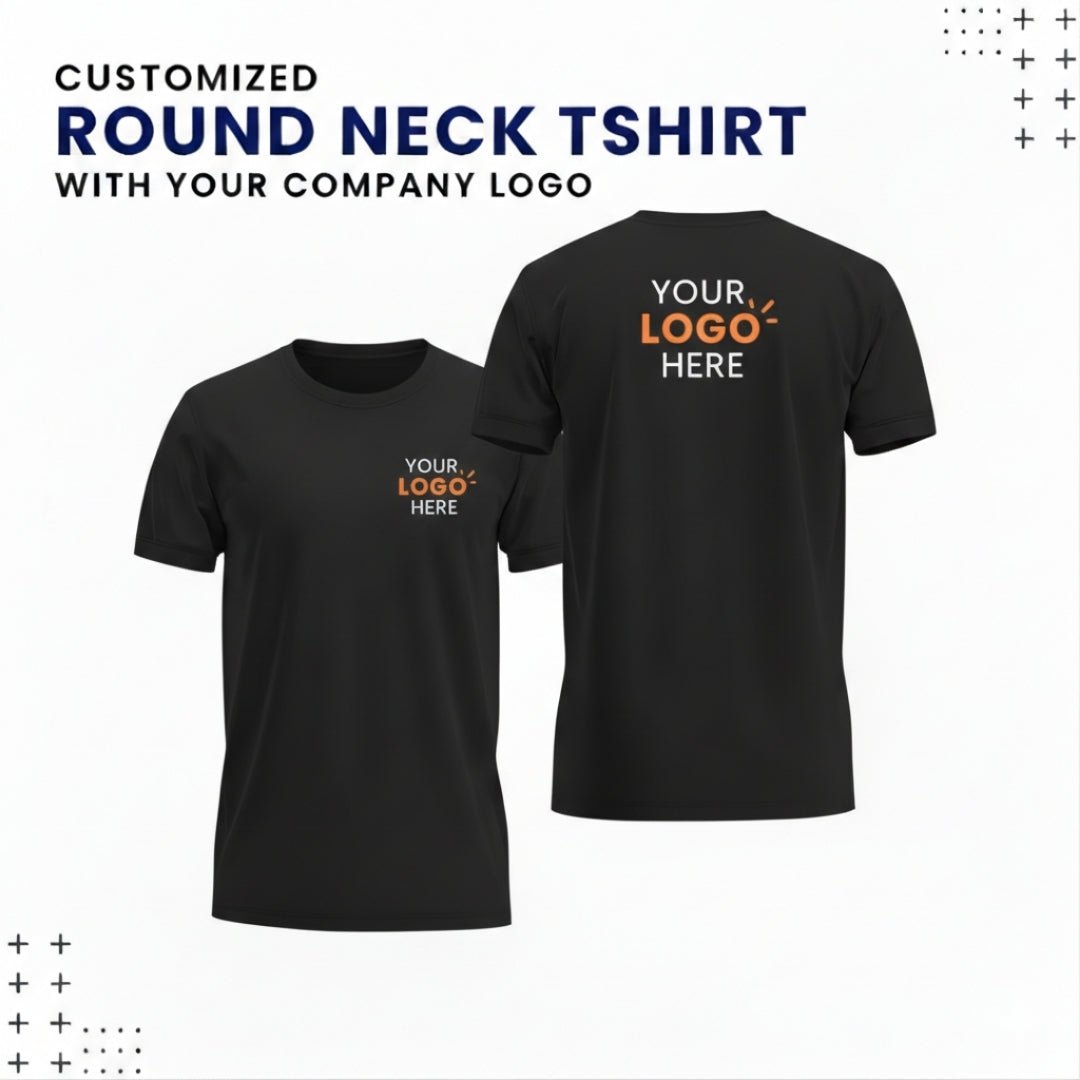 Customized Round Neck T-shirt 100% Cotton | Print with your LOGO | Huelabel.in - HueLabel India