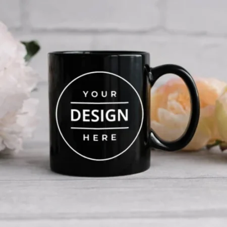 Premium Black Mug Printed with Logo