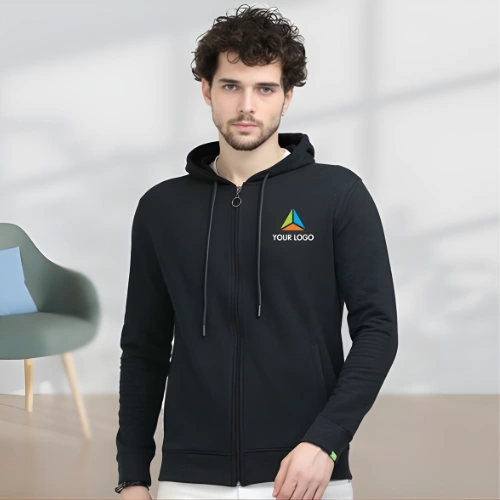 Custom Zip-Up Cotton Fleece Hoodie with Logo
