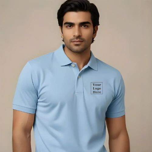 Custom Matty Light Blue Polo T-Shirts